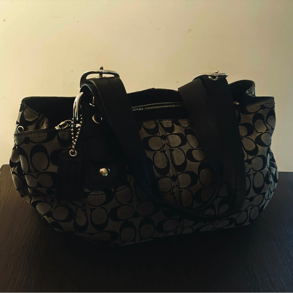 Coach Black and Gray Signature Tote Bag